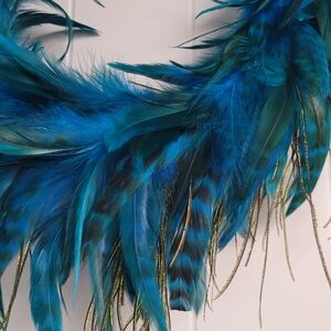 Coldwater Creek Teal Maxi Skirt and Feather Head Accent from Renn Faire